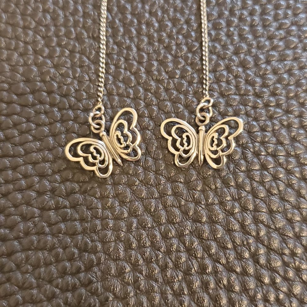 Sterling Silver Butterfly Ear Threads